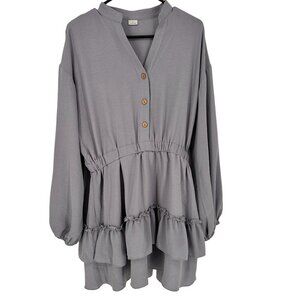 Toppies 100 Polyester Dress Ruffle Long Sleeve Women Large Blue